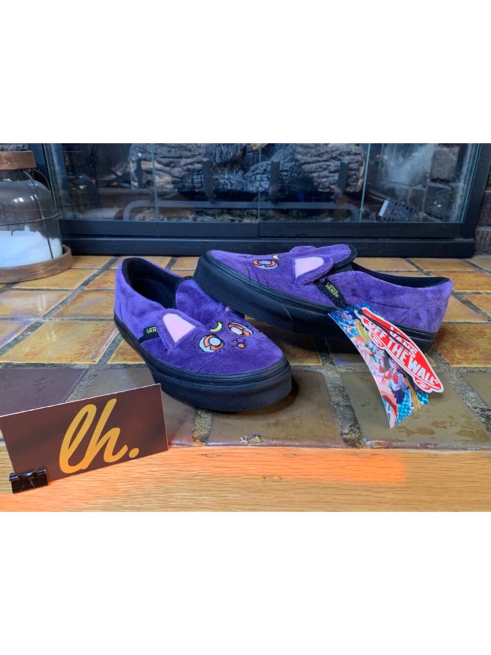Kids 2 Vans x Sailor Moon “Luna” Purple Plush Slip On Shoes - Picture 7 of 7